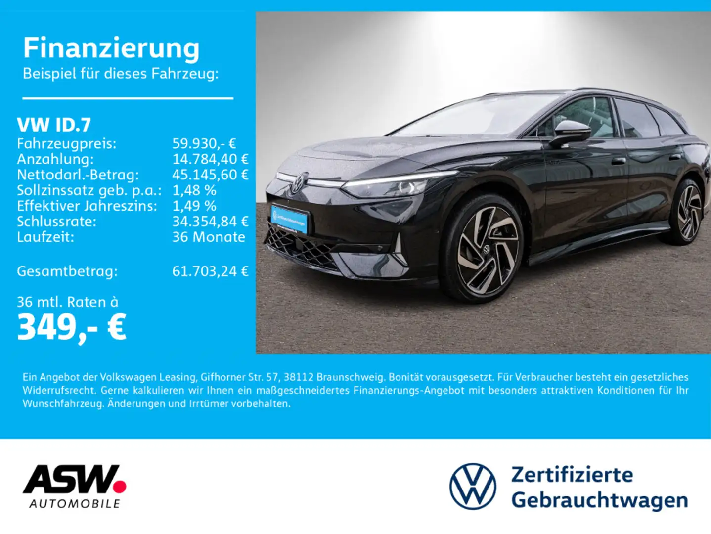 Volkswagen ID.7 Tourer GTX 4Motion LED NAVI AHK 360° RFK Schwarz - 1