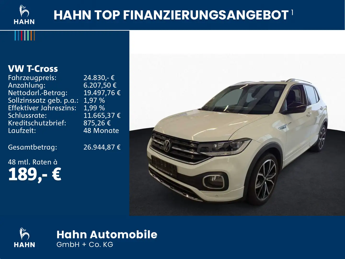 Volkswagen T-Cross 1.5TSI DSG R-line Navi Cam LED App-Conne Weiß - 2