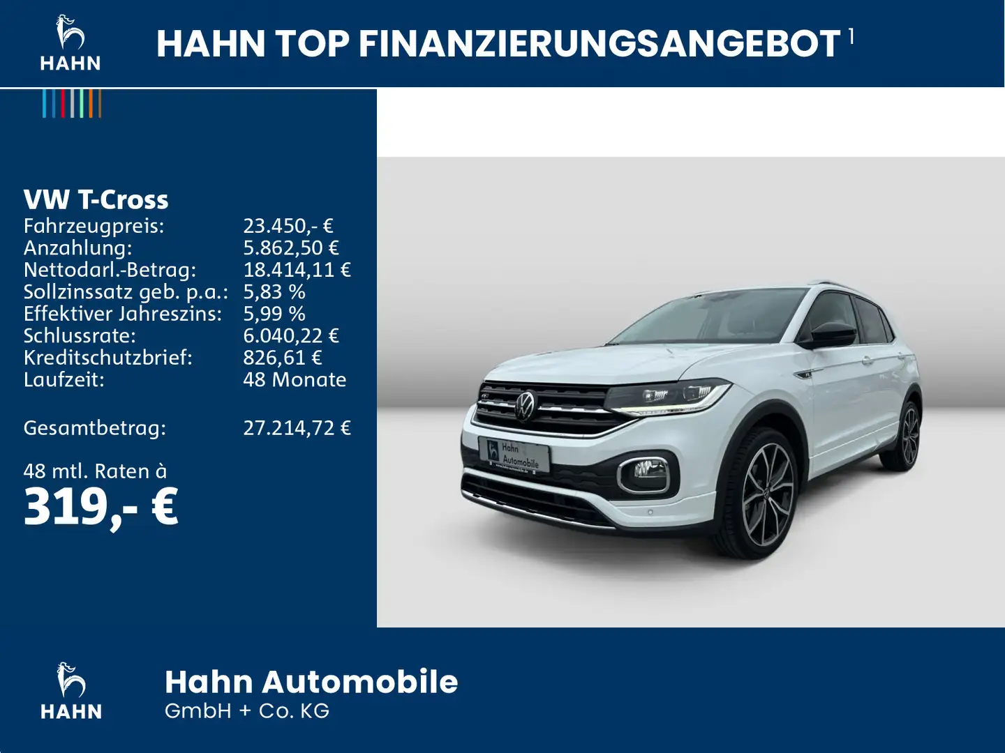 Volkswagen T-Cross 1.5TSI DSG R-line Navi Cam LED App-Conne Weiß - 2