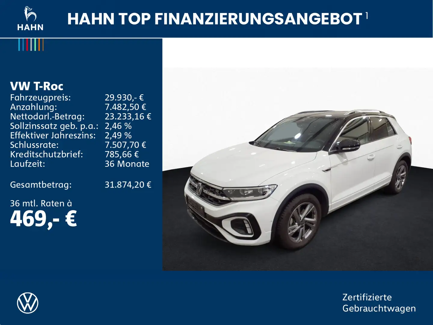 Volkswagen T-Roc 1.5TSI DSG R-Line ACC AHK Cam LED+ SHZ Nav Weiß - 2
