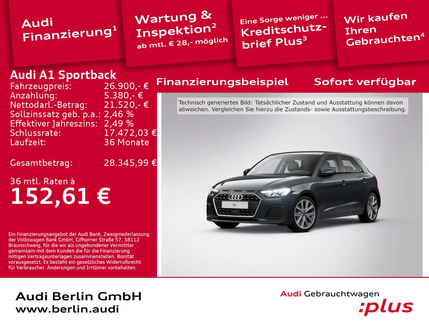 Audi A1 Advanced 25 TFSI S tr. LED NAVI DAB Grau - 1