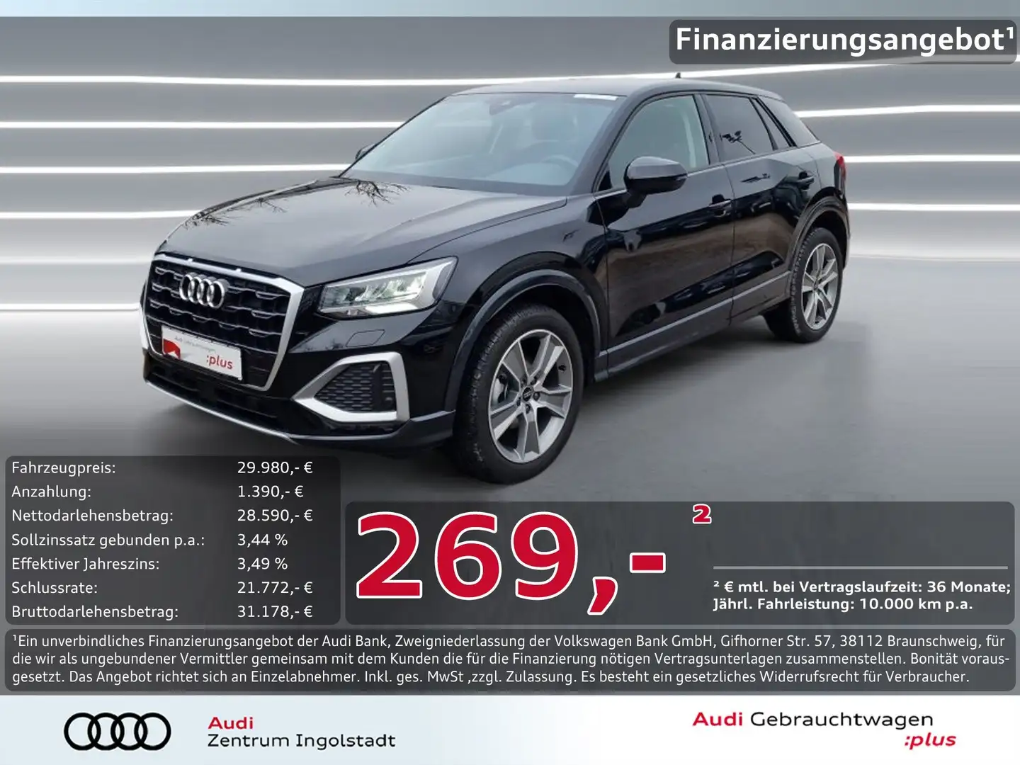 Audi Q2 30 TFSI NAVI+ AHK STHZG 18" ACC Advanced Schwarz - 1