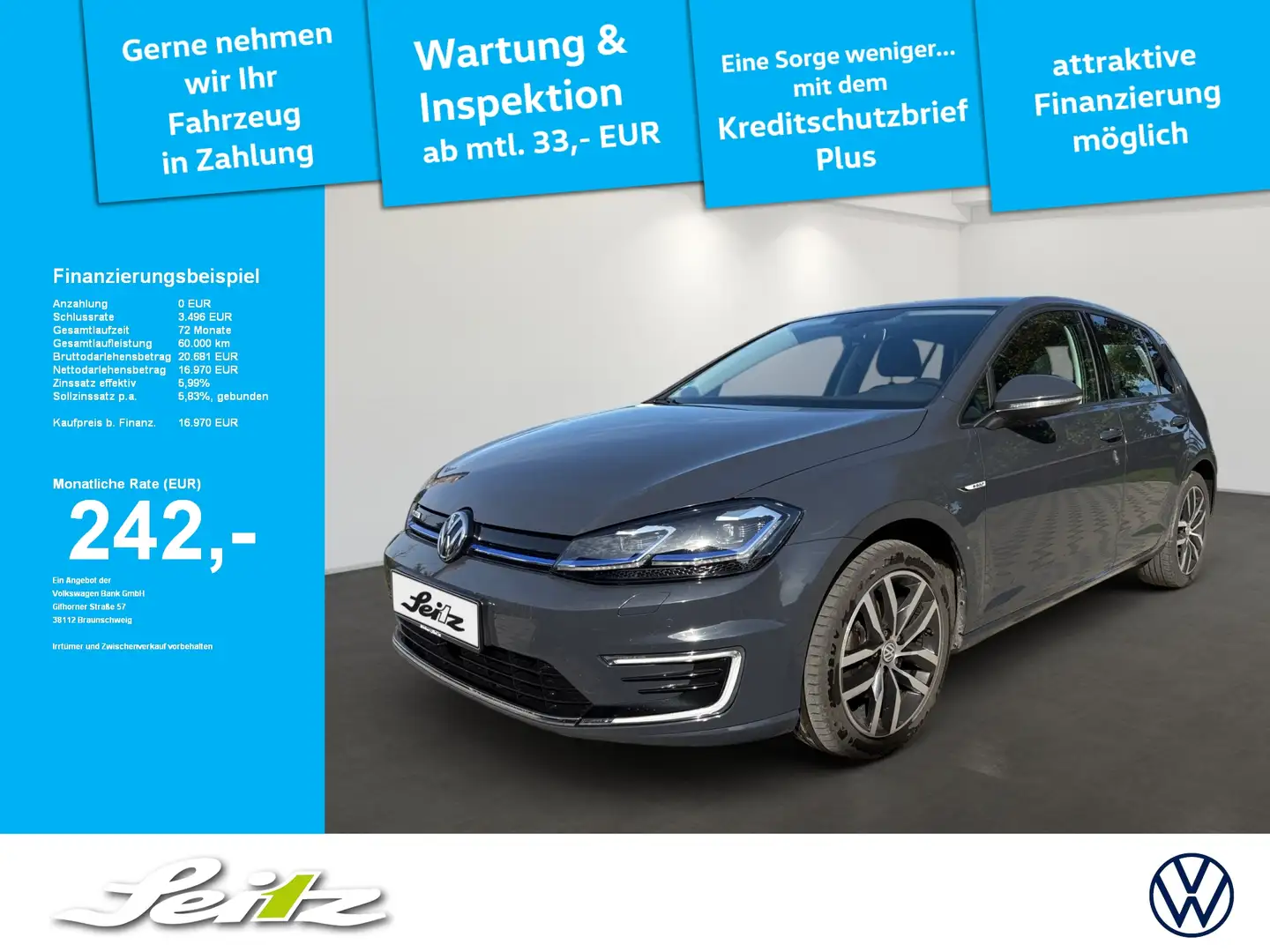 Volkswagen Golf VII e- Navi. Einparkhilfe. Klimaanlage. Sitzheizun Grau - 1