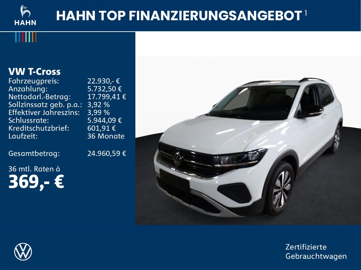 Volkswagen T-Cross 1.0TSI Goal LED ACC APP Sitzhzg CAM DAB Weiß - 2