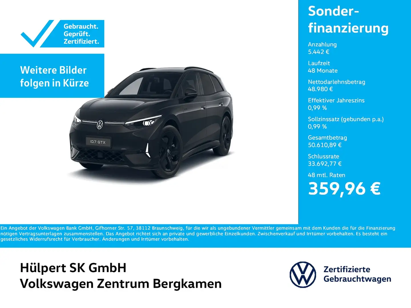 Volkswagen ID.7 Tourer GTX 4X4 WÄRMEPUMPE AHK 360°CAM LM20 Schwarz - 1