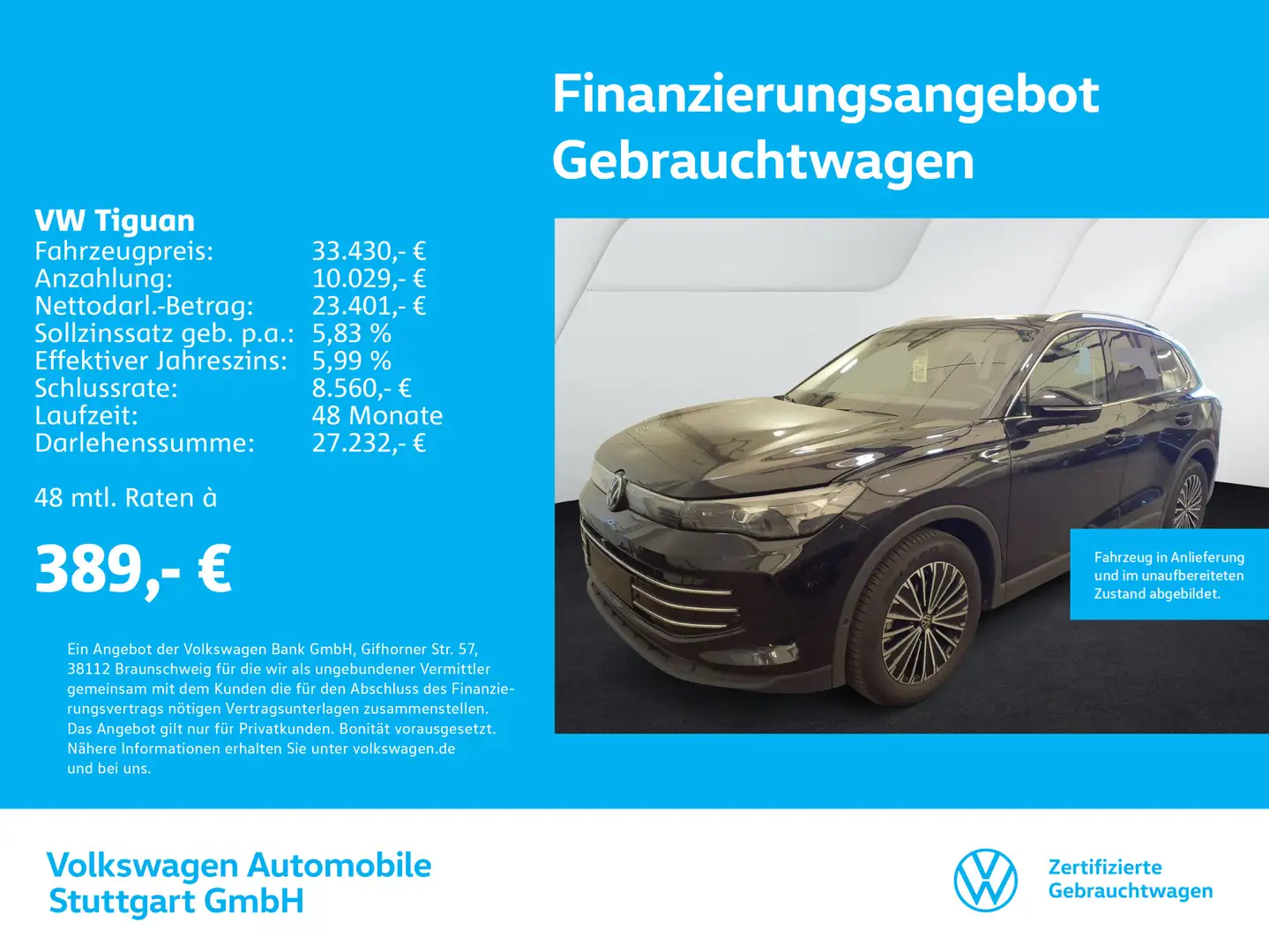 Volkswagen Tiguan Elegance 1.5 eTSI DSG Navi Kamera AHK ACC Schwarz - 1
