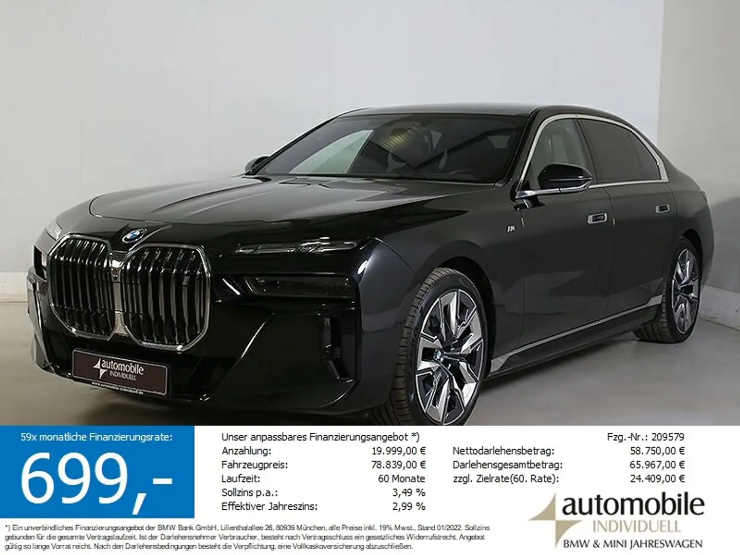 BMW i7 xDr.60 M Sport NP 189260.- € Automatiktüren Noir - 1