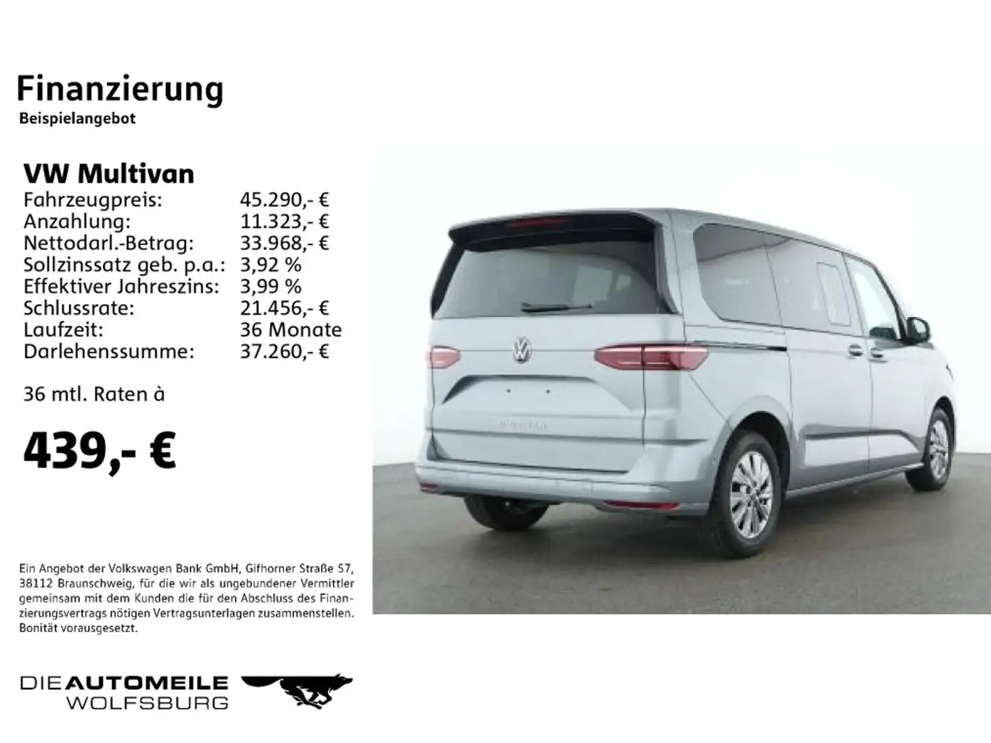 Volkswagen T7 Multivan KÜ 2.0 TDI DSG Basis IQ-Light/Pano/6-Si Silber - 2