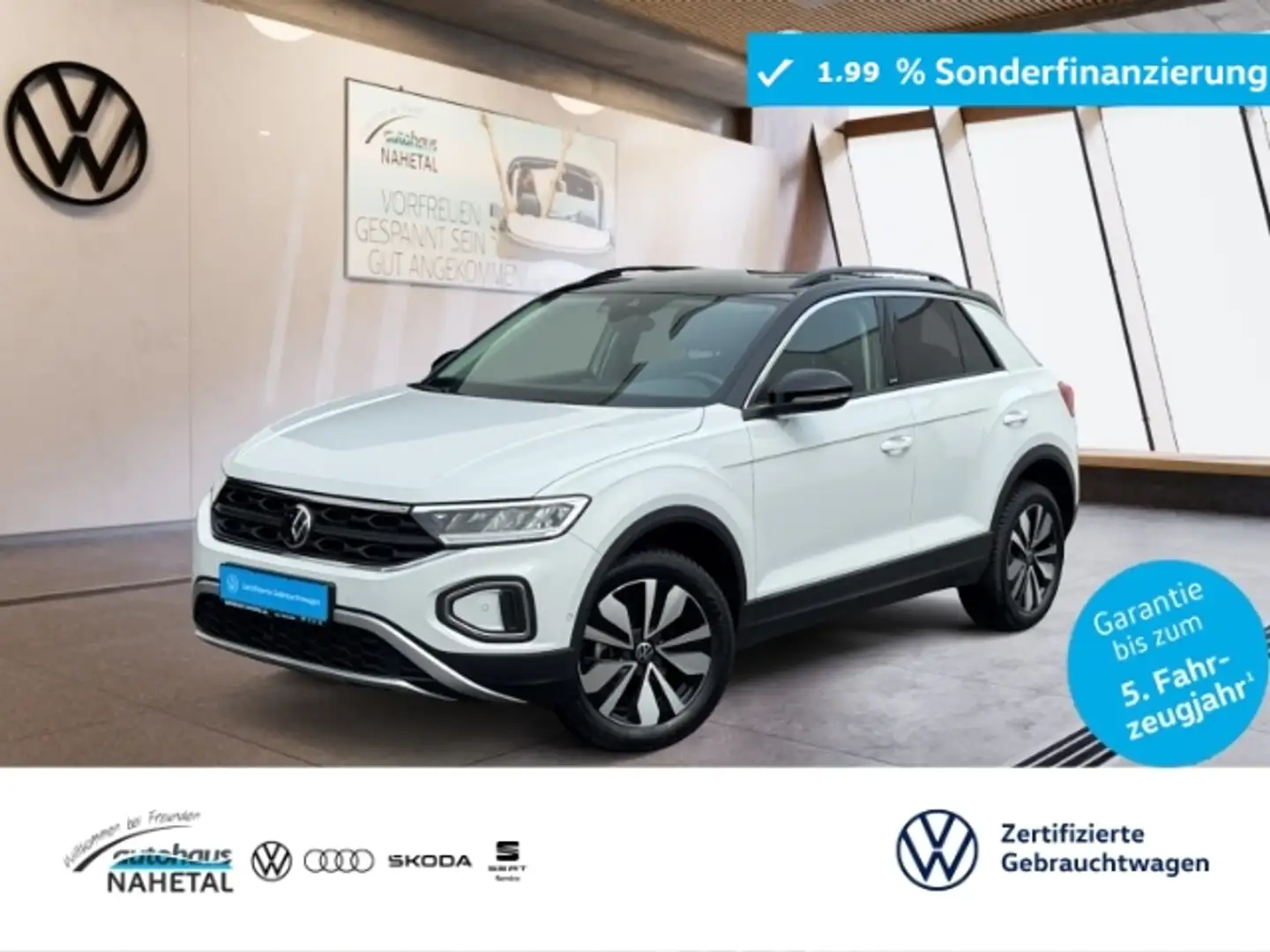 Volkswagen T-Roc 1.0TSI Move LED NAVI ACC 17'' 2Z-KLIMA MFL TRAVEL Weiß - 1