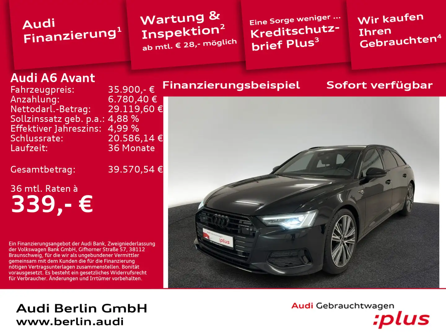 Audi A6 sport 40 TDI qu.S tr. AHK MATRIX NAVI P Schwarz - 1