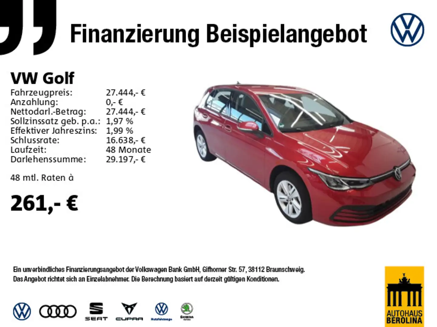 Volkswagen Golf VIII 2.0 TDI Life DSG *NAVI*ACC*R-CAM*LED* Rot - 1
