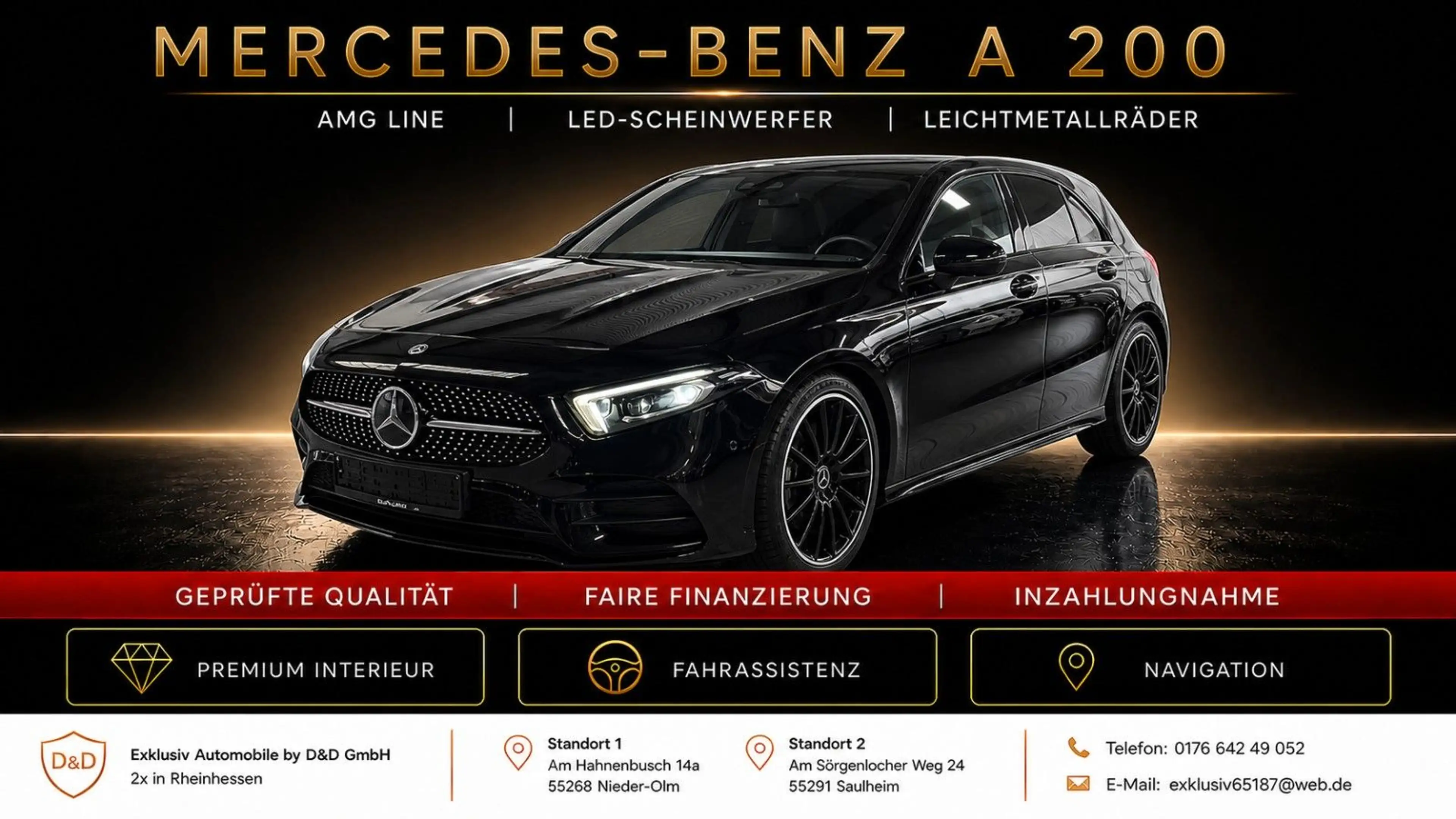 Mercedes-Benz A 200 7G AMG LINE~UNFALLFREI+DEUTSCH~NIGHT+RFK~