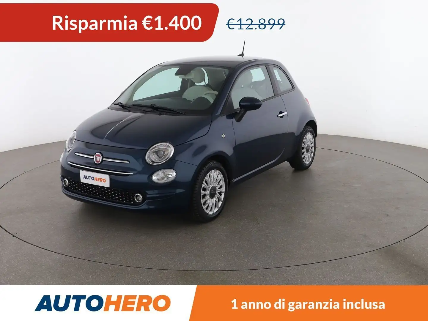 Fiat 500 0.9 Lounge MHEV Bleu - 1