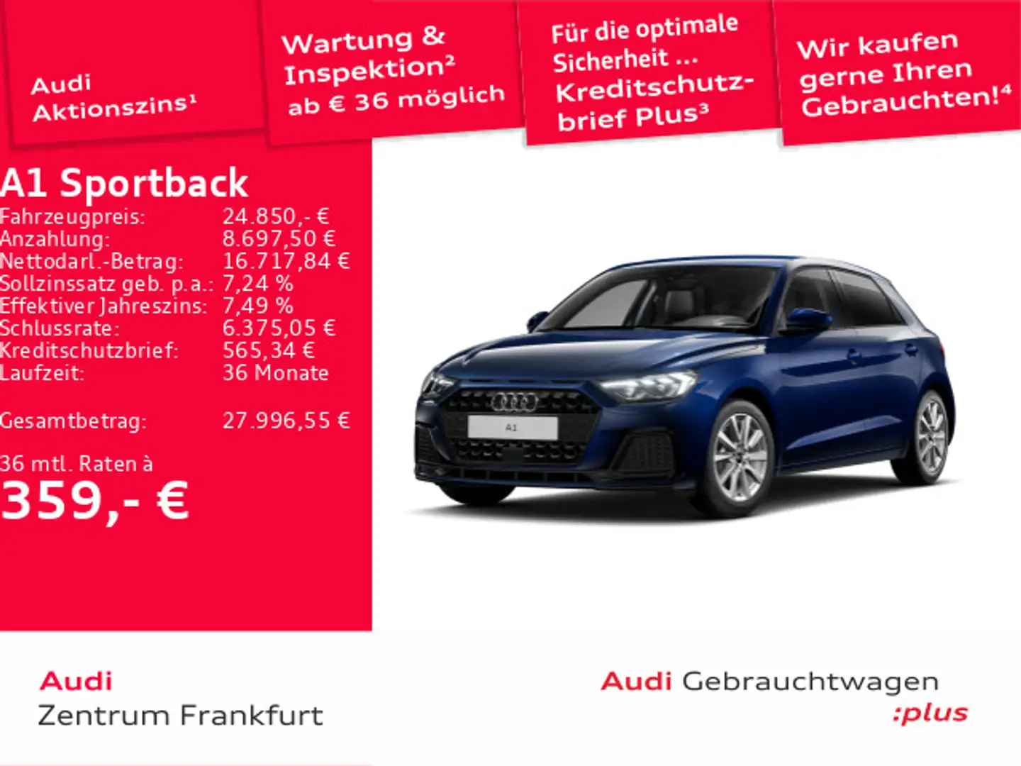Audi A1 30 TFSI advanced LED Navi Tempomat Blau - 1