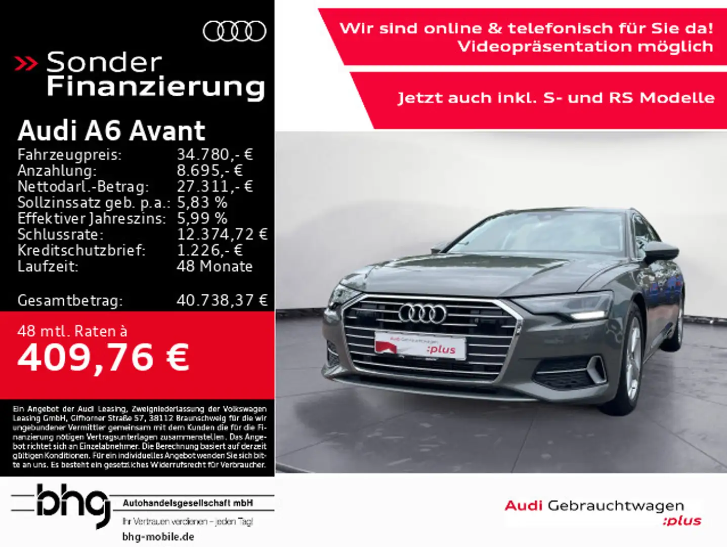 Audi A6 45 TFSI sport LED/AHK/Head-up/Assist/uv Gris - 1