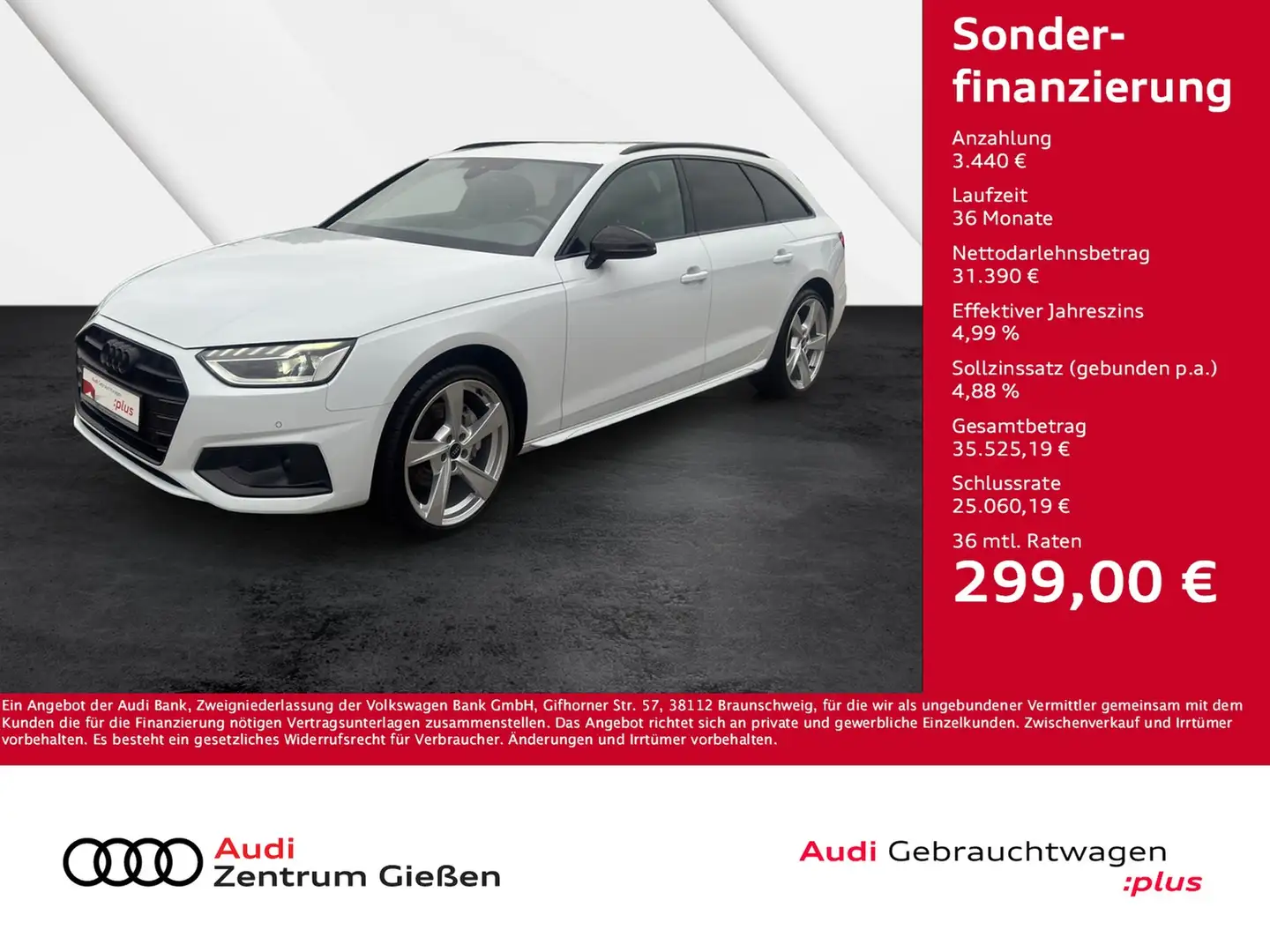 Audi A4 Avant 40 TFSI advanced S line black AHK Assiste... Weiß - 1