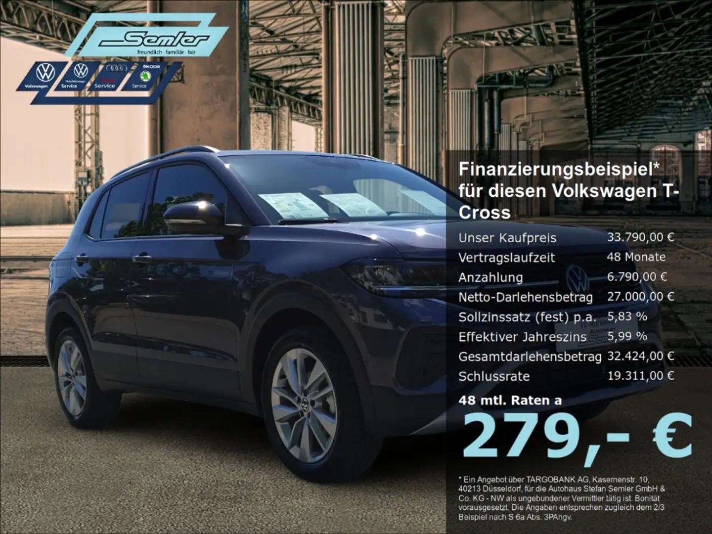 Volkswagen T-Cross Goal Life 1.5l TSI DSG AHK NAVI V-COCK Grau - 1