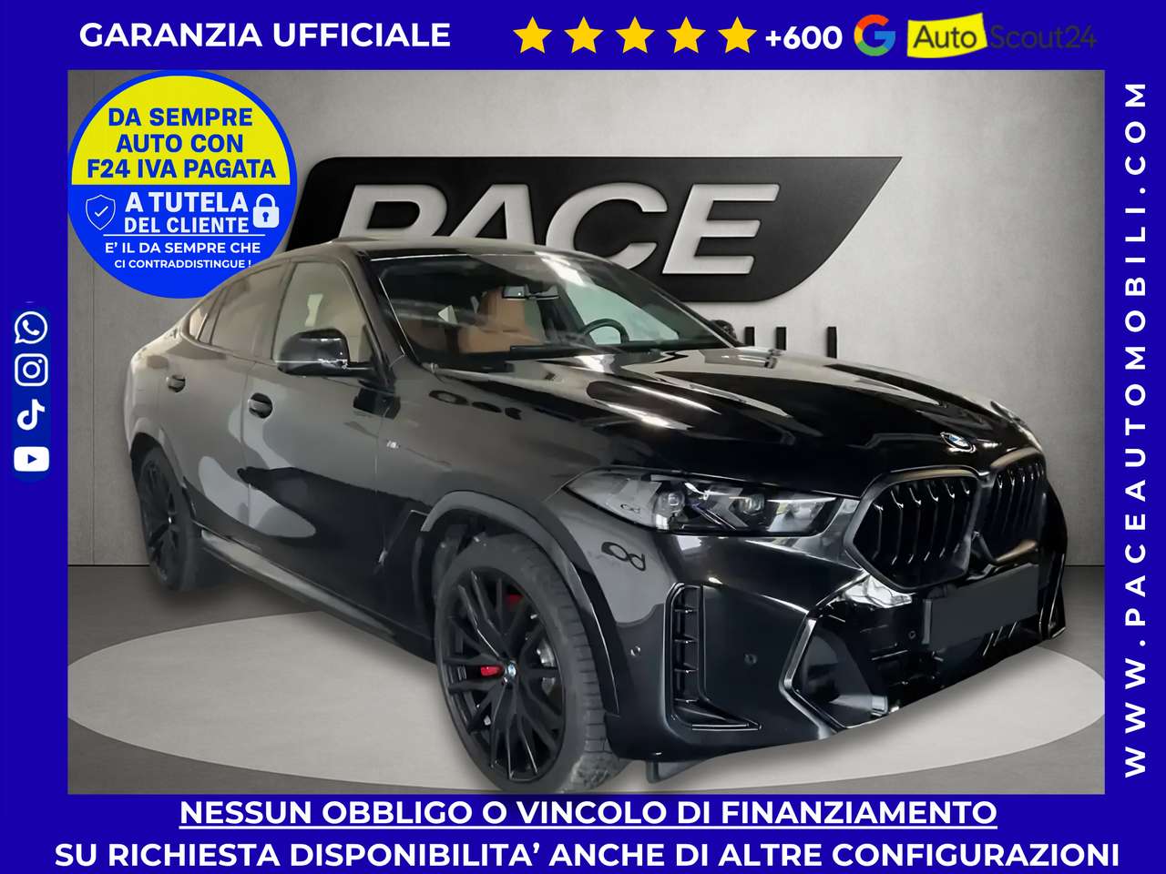 BMW X6 D BLACK PACK M-SPORT PRO MSPORT TETTO PELLE 22"HUD