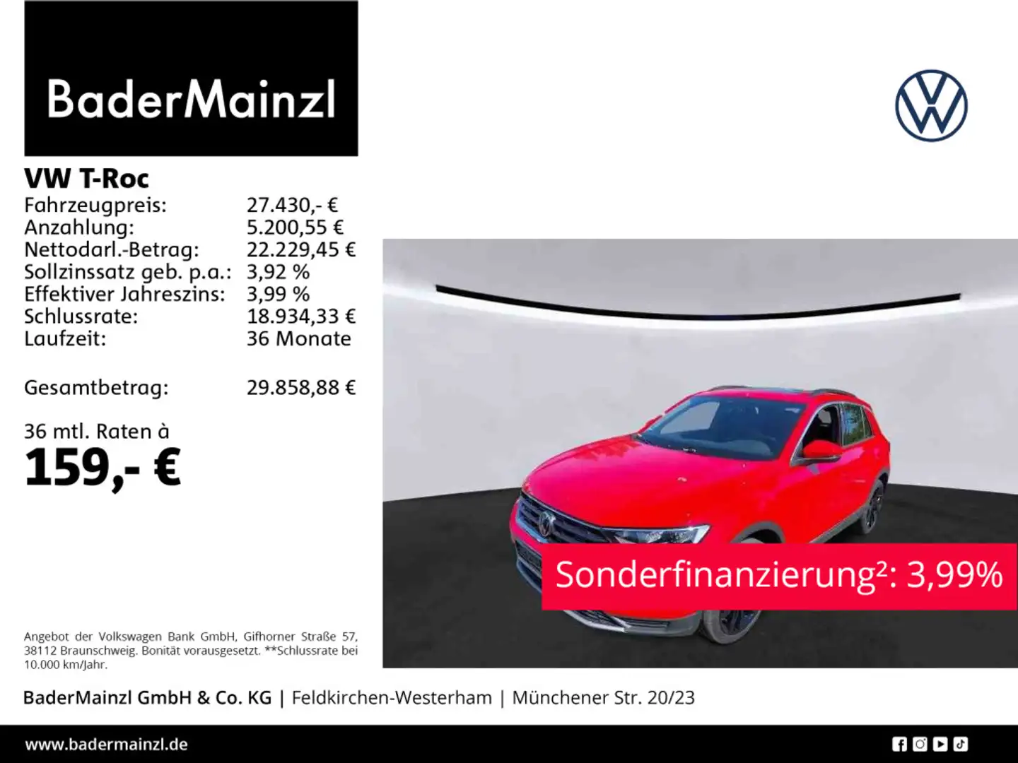 Volkswagen T-Roc 2.0 TSI 4M DSG Sport Stdhz Pano SHZ Kamera Rot - 1