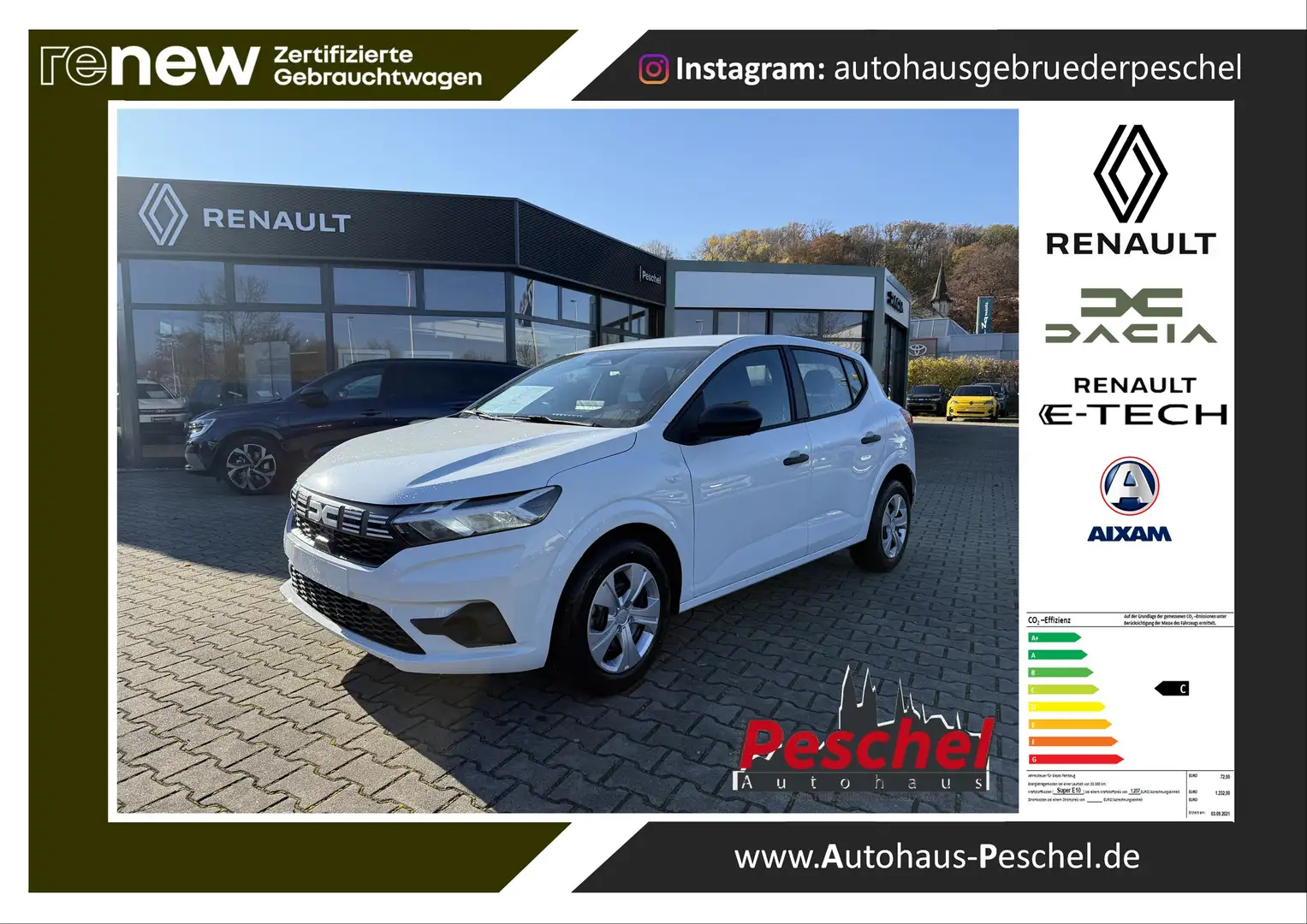 Dacia Sandero Essential SCe65 PDC Klima Multimediasystem Weiß - 1