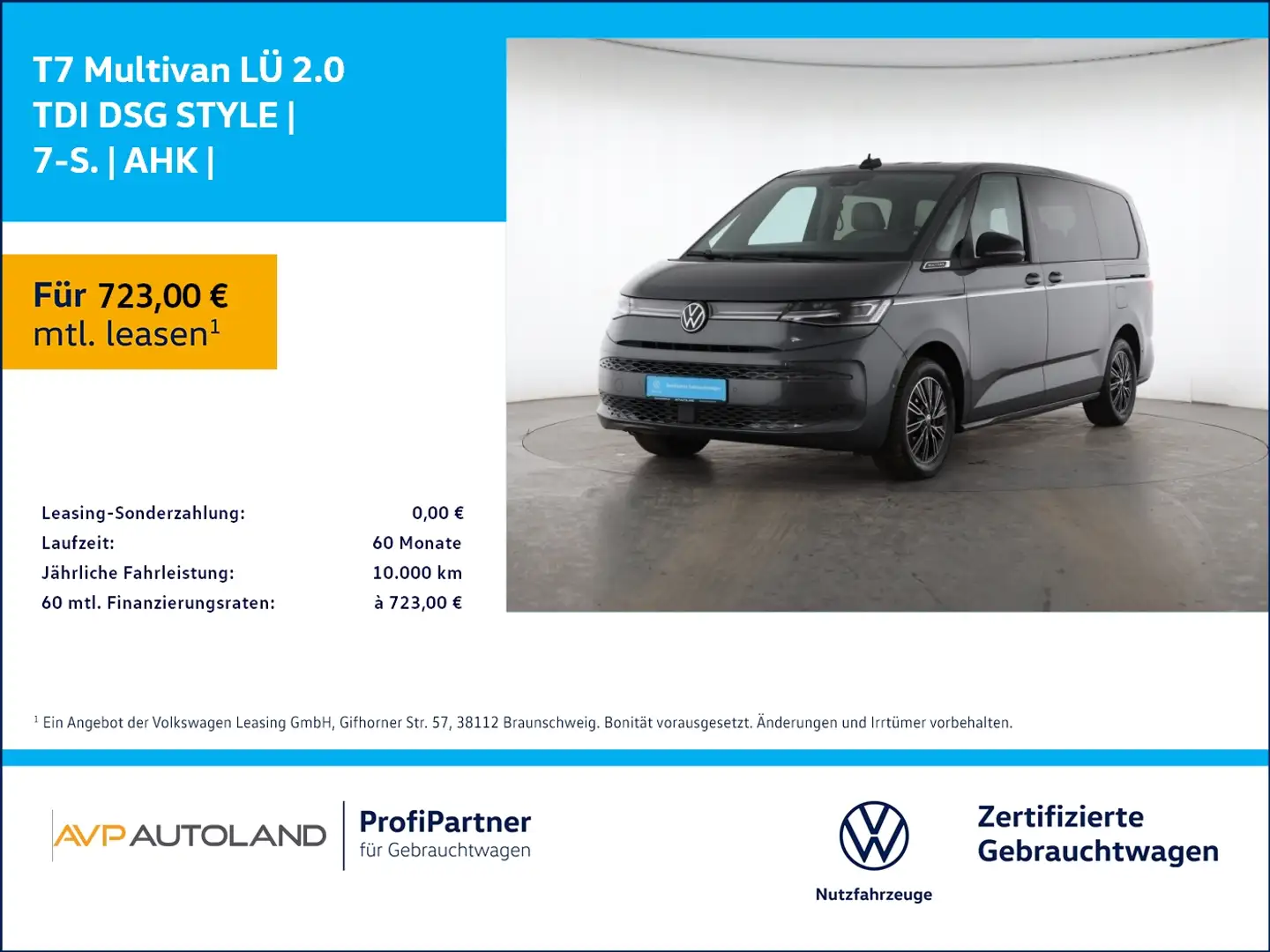 Volkswagen T7 Multivan LÜ 2.0 TDI DSG STYLE | 7-S. | AHK | Grau - 1