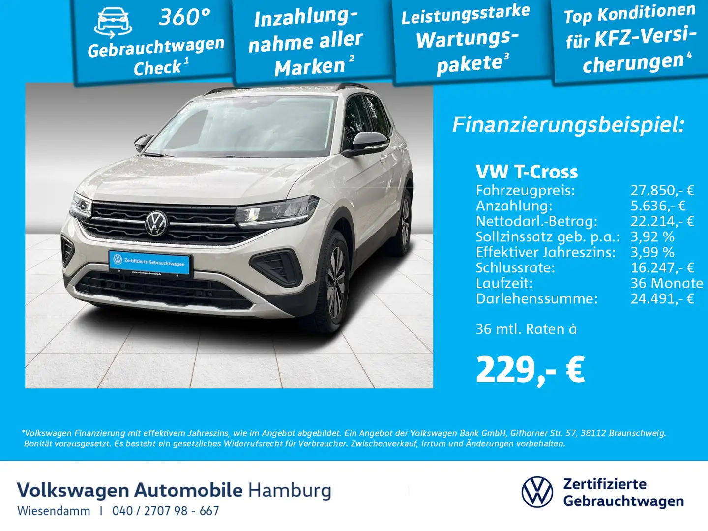 Volkswagen T-Cross 1.0 TSI DSG Goal PDC Klima Sitzhzg Grau - 1