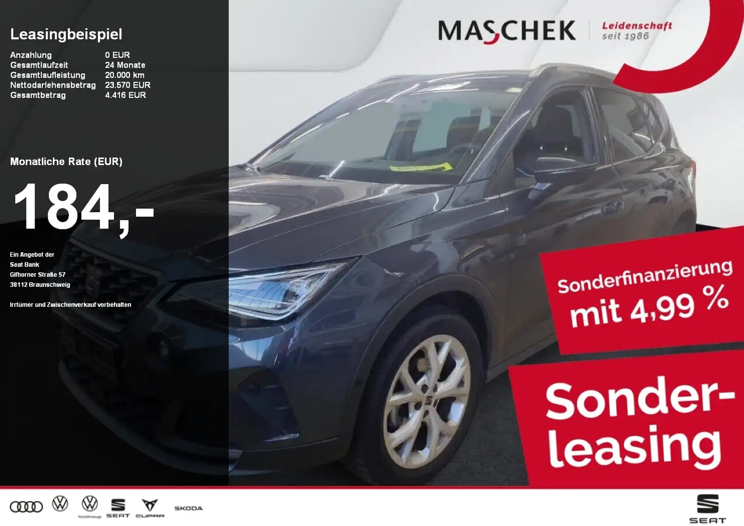 SEAT Arona FR 1.0 TSI DSG Navi RearView LED Sitzh. Grau - 1