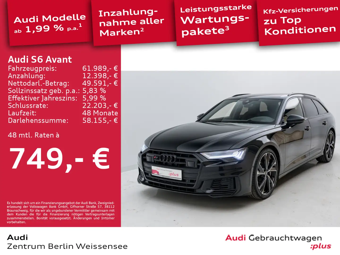 Audi S6 3.0 TDI TIPT*QUA*360°*ACC*MATRIX*HUD* Schwarz - 1