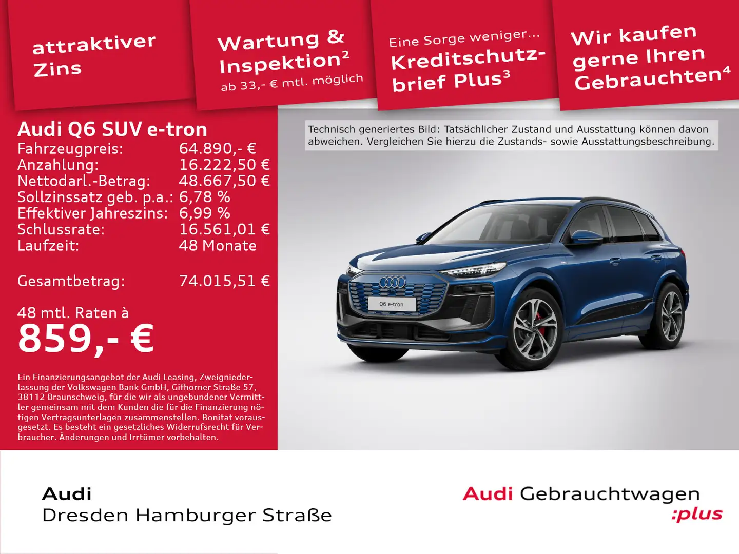 Audi Q6 e-tron performance Tech pro S line Matrix B&O Blau - 1