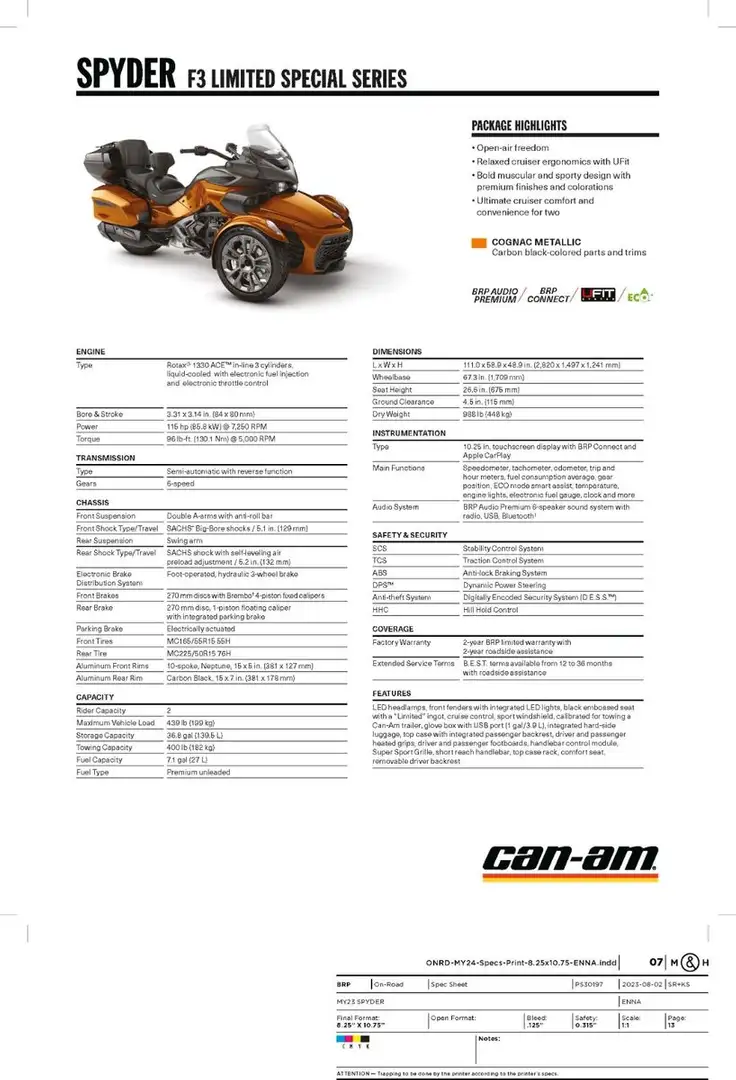Can Am Spyder F3 ACE LTD  Spezial Serie 2024 Altın - 2