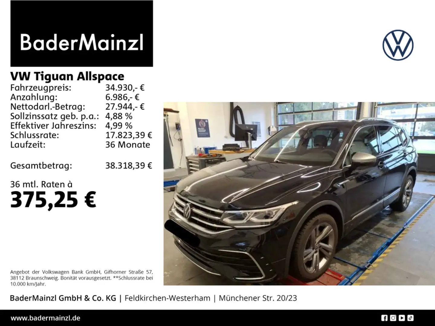Volkswagen Tiguan Allspace 2.0 TDI 4M DSG R-Line AHK Leder Schwarz - 1