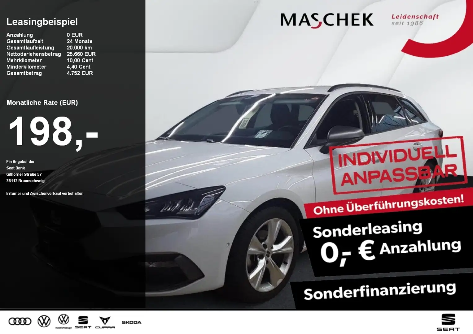 SEAT Leon ST FR 1.5 TSI Sonderleasing Navi Rear View Sitzh A Weiß - 1