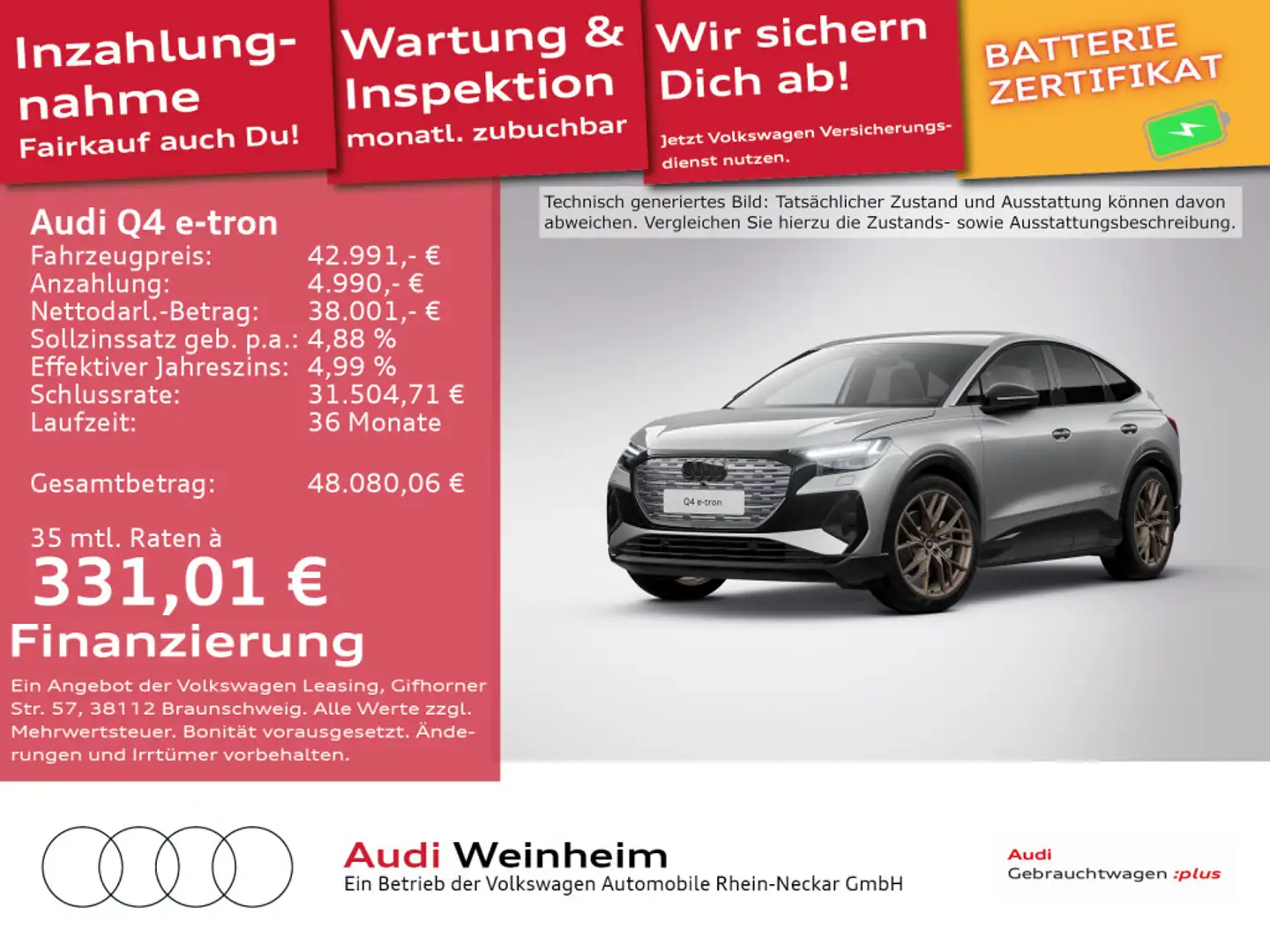 Audi Q4 e-tron Sportback 50 S-Line Edition one uvm Grau - 1