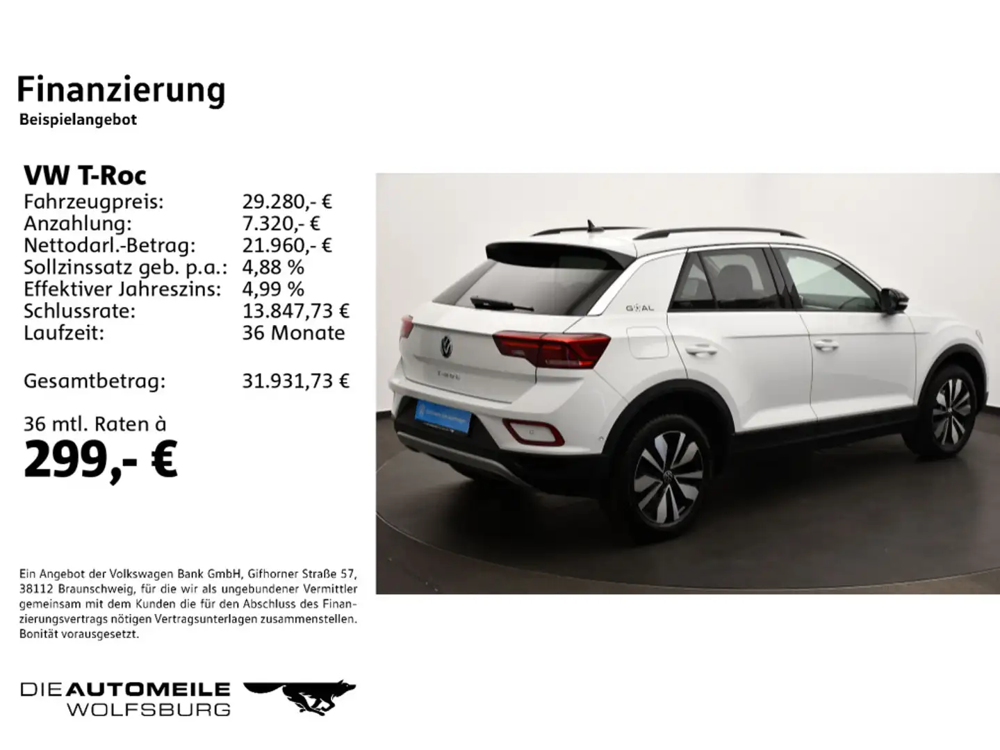Volkswagen T-Roc Life 1.5 l TSI DSG GOAL LED/Rückkam/Multil Weiß - 2