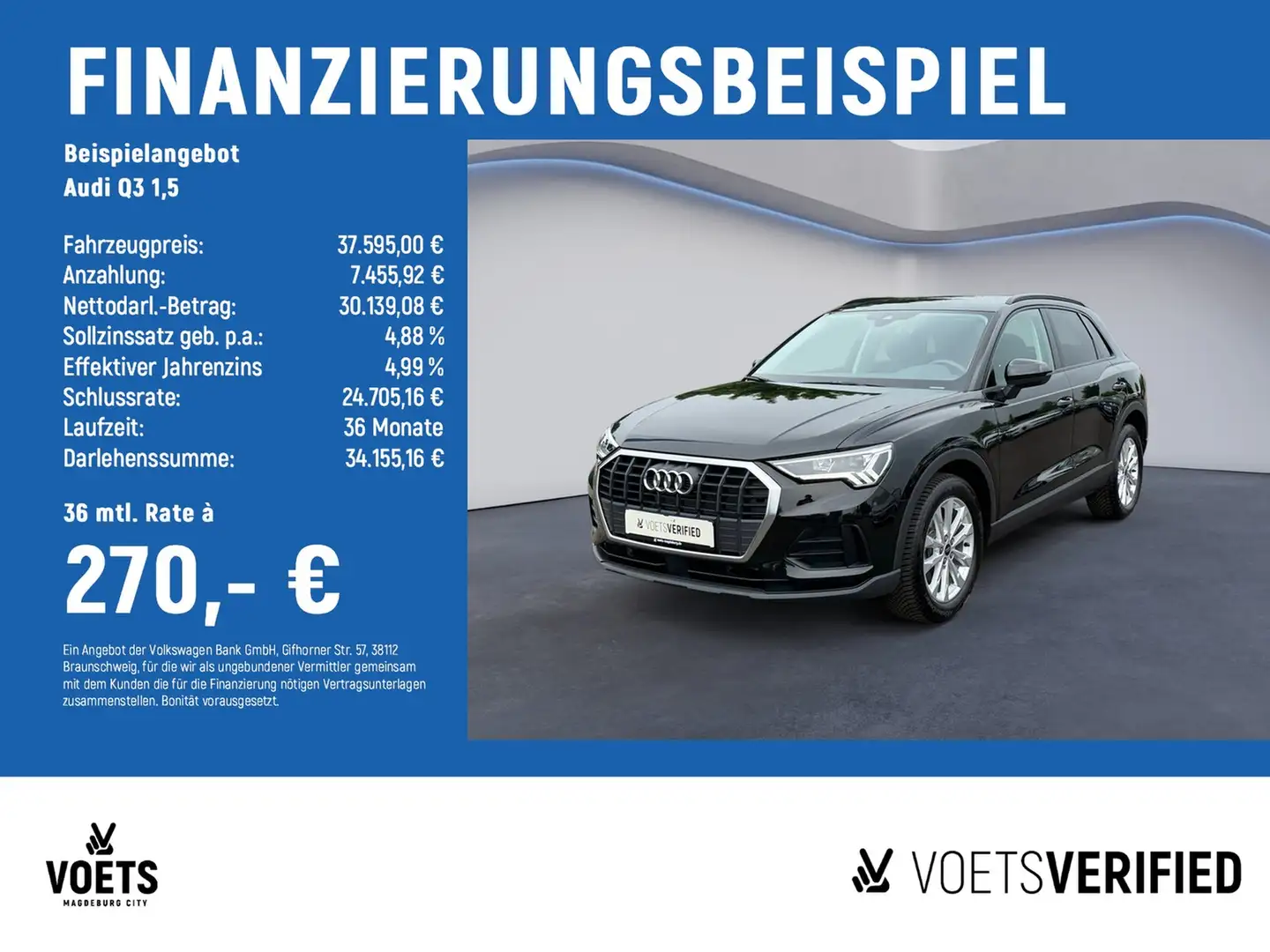Audi Q3 1,5 35 TFSI basis DSG+NAVI+LED Schwarz - 2