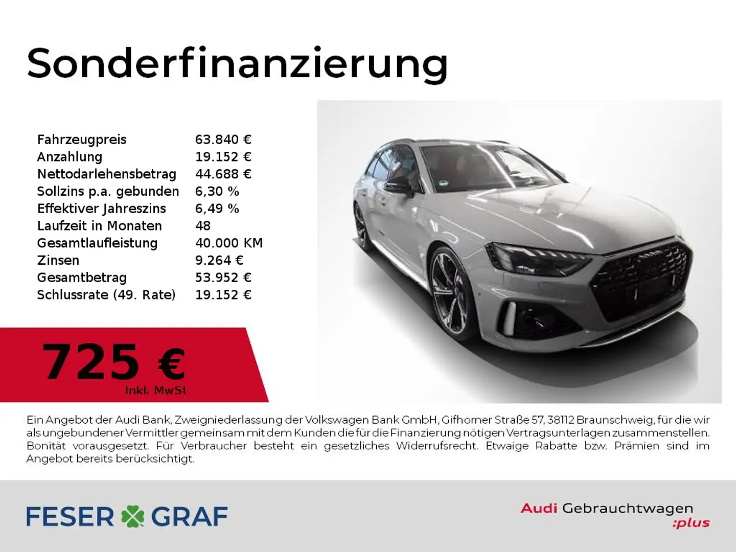 Audi RS4 Avant Pano,RS-DynamikP,HUD,B&O,RS-Sportabgas Grau - 1