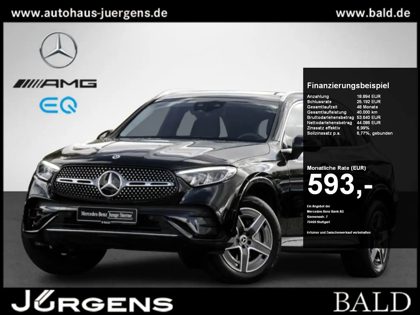 Mercedes-Benz GLC 300 e 4M AMG-Sport/Pano/AHK/Distr/Memo/360° Schwarz - 1