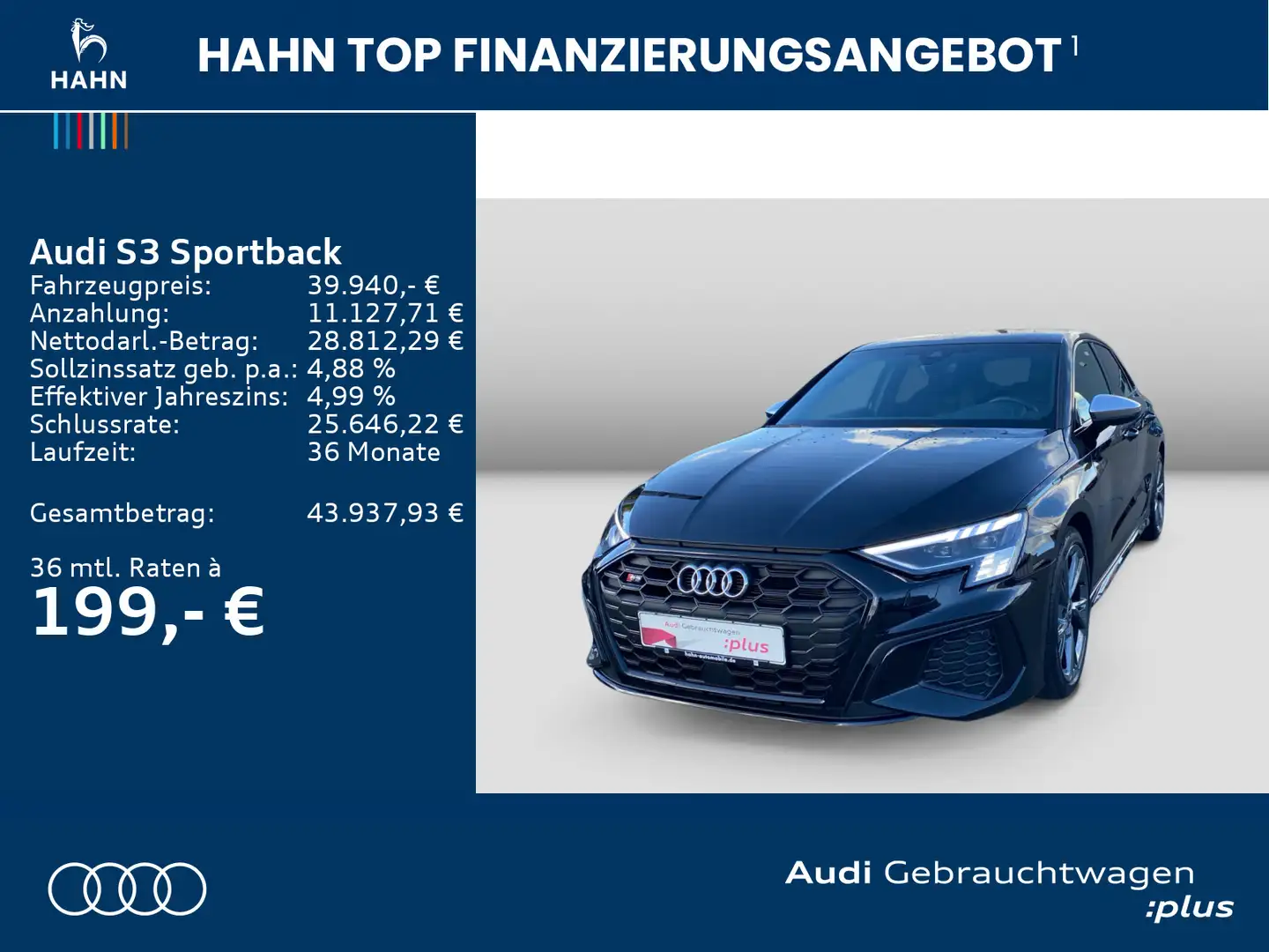 Audi S3 2.0TFSI quattro S-tronic Virtual Ma Schwarz - 2