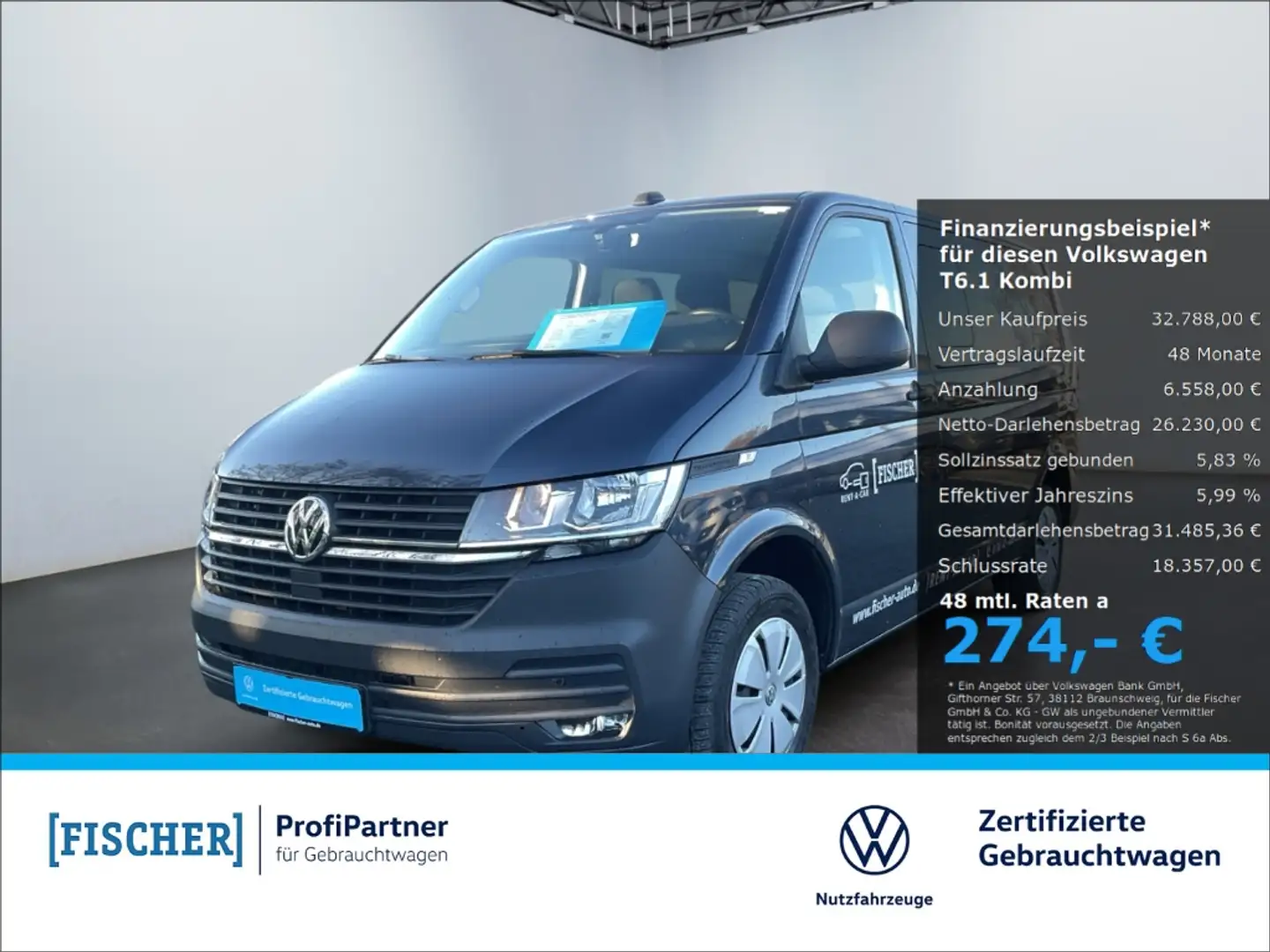 Volkswagen T6.1 Kombi 2.0TDI AHK Navi GRA PDC vorn & hinten Blau - 1