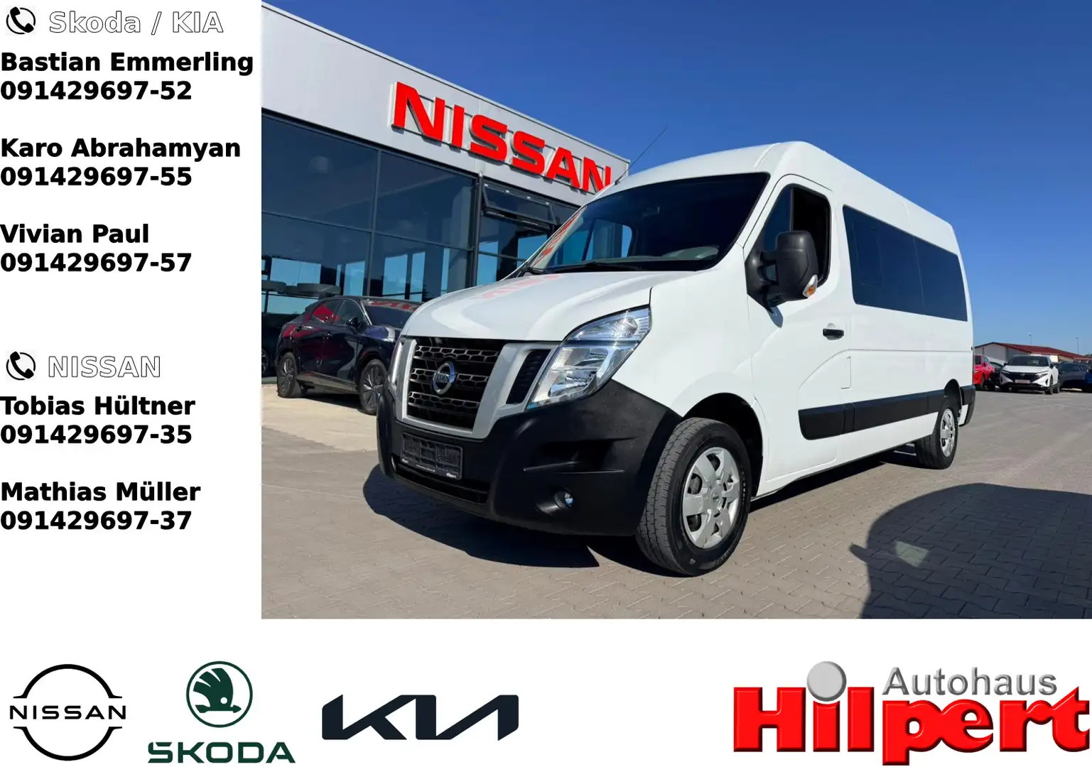 Nissan NV400 Kombi L2H2 3,5t Comfort 9Sitze AHK Klima P Weiß - 1