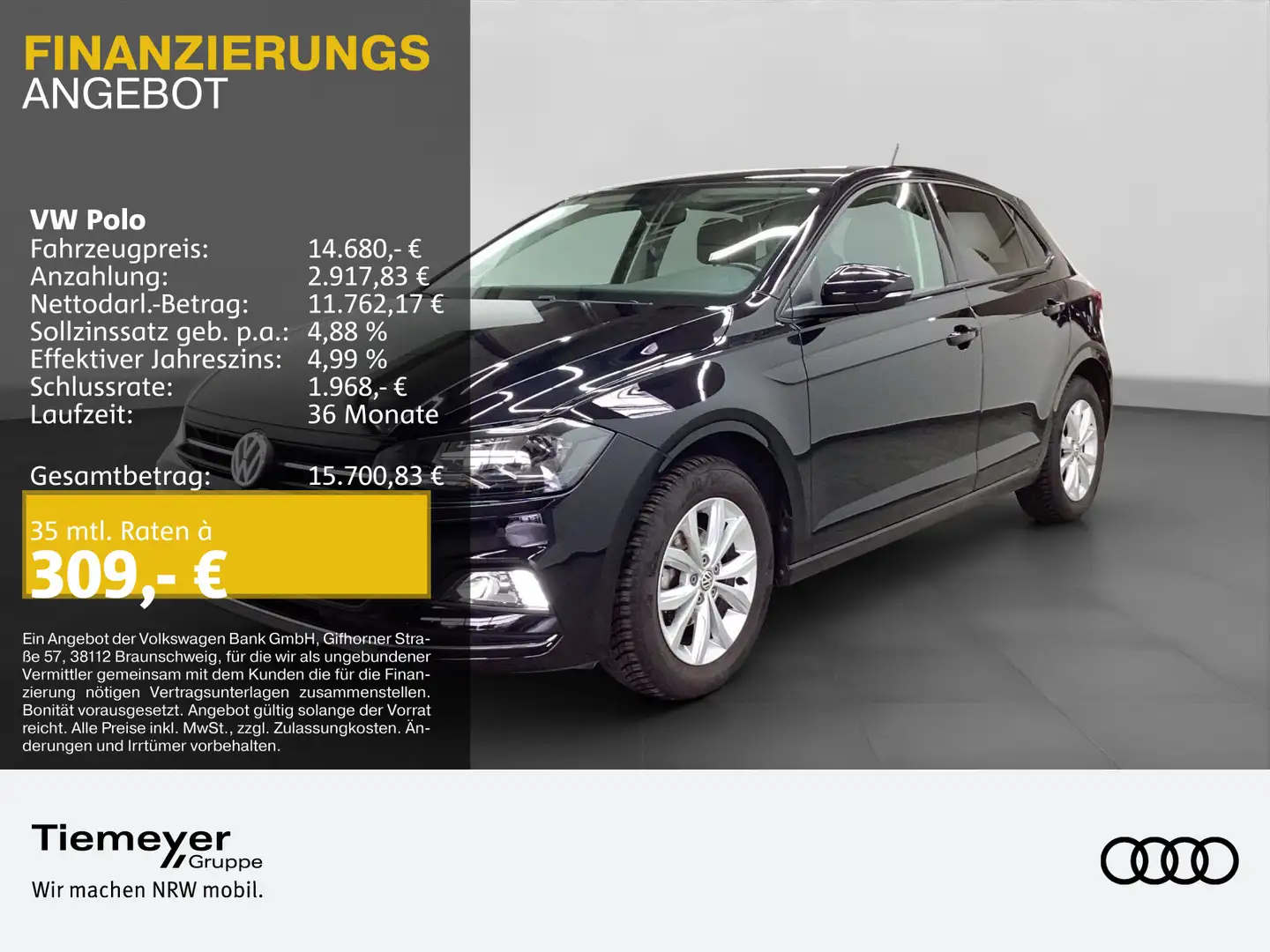 Volkswagen Polo 1.0 TSI HIGHLINE CLIMATRONIC SITZHZG LM Schwarz - 1