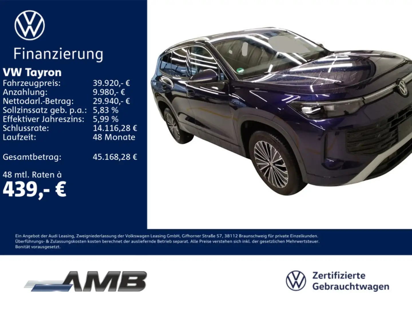 Volkswagen Tayron Life 2.0 TDI AHK/LED/HuD/IQ.D/Nav/05.30Ga Violett - 1