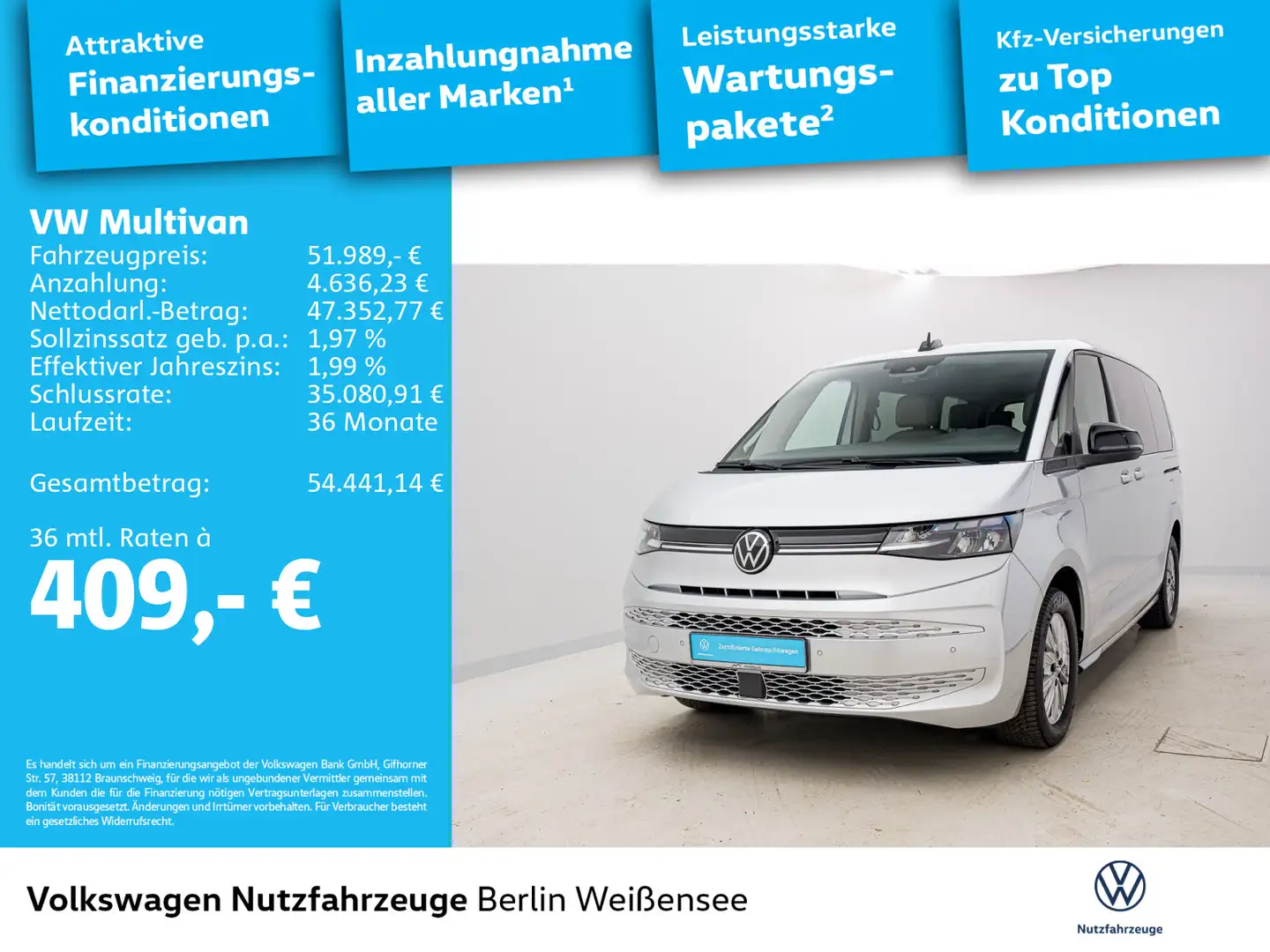 Volkswagen T7 Multivan T7 Multivan 2.0 TDI Life LR*AHK*APP*MFL*RFK*LANE Silber - 2