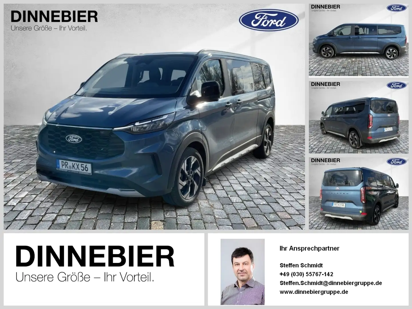 Ford Tourneo Custom 320 L2 Active 125 kW Blauw - 1