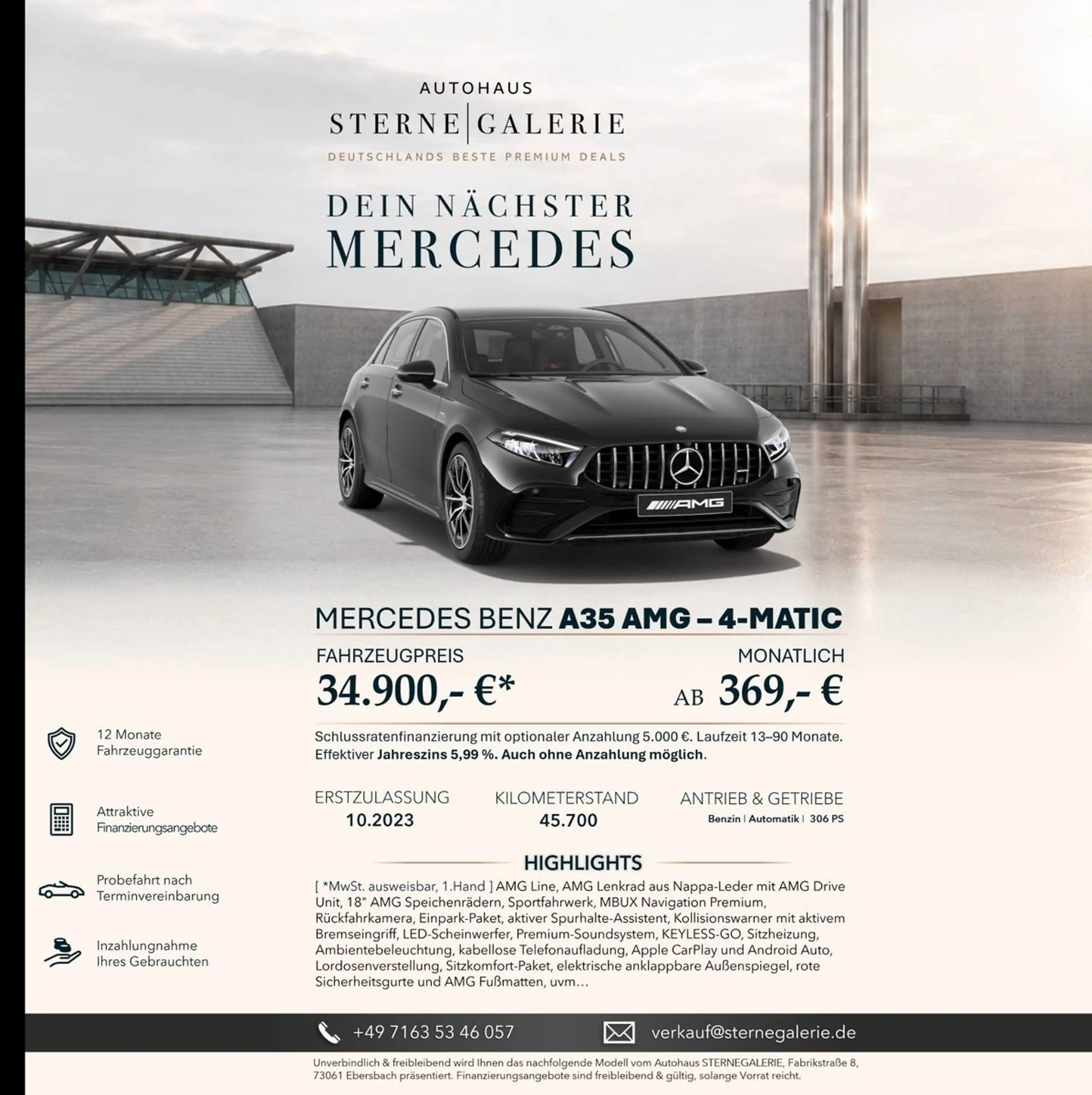 Mercedes-Benz A 35 AMG BURMESTER/LED/RÜCKFAHRK/KEYLESS/SITZHEI