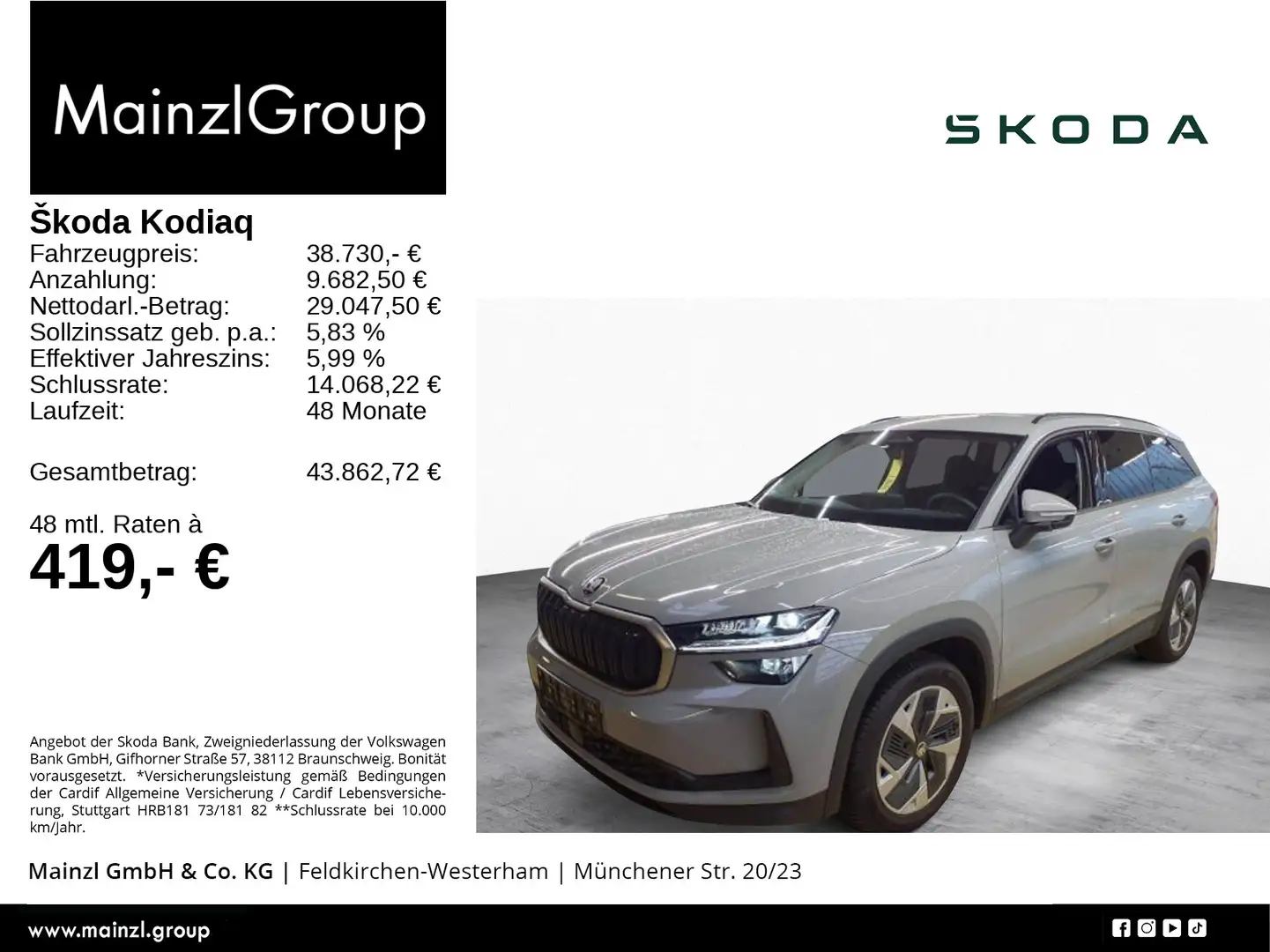 Skoda Kodiaq 1.5 TSI DSG Selection Navi Kamera Matrix Grau - 1