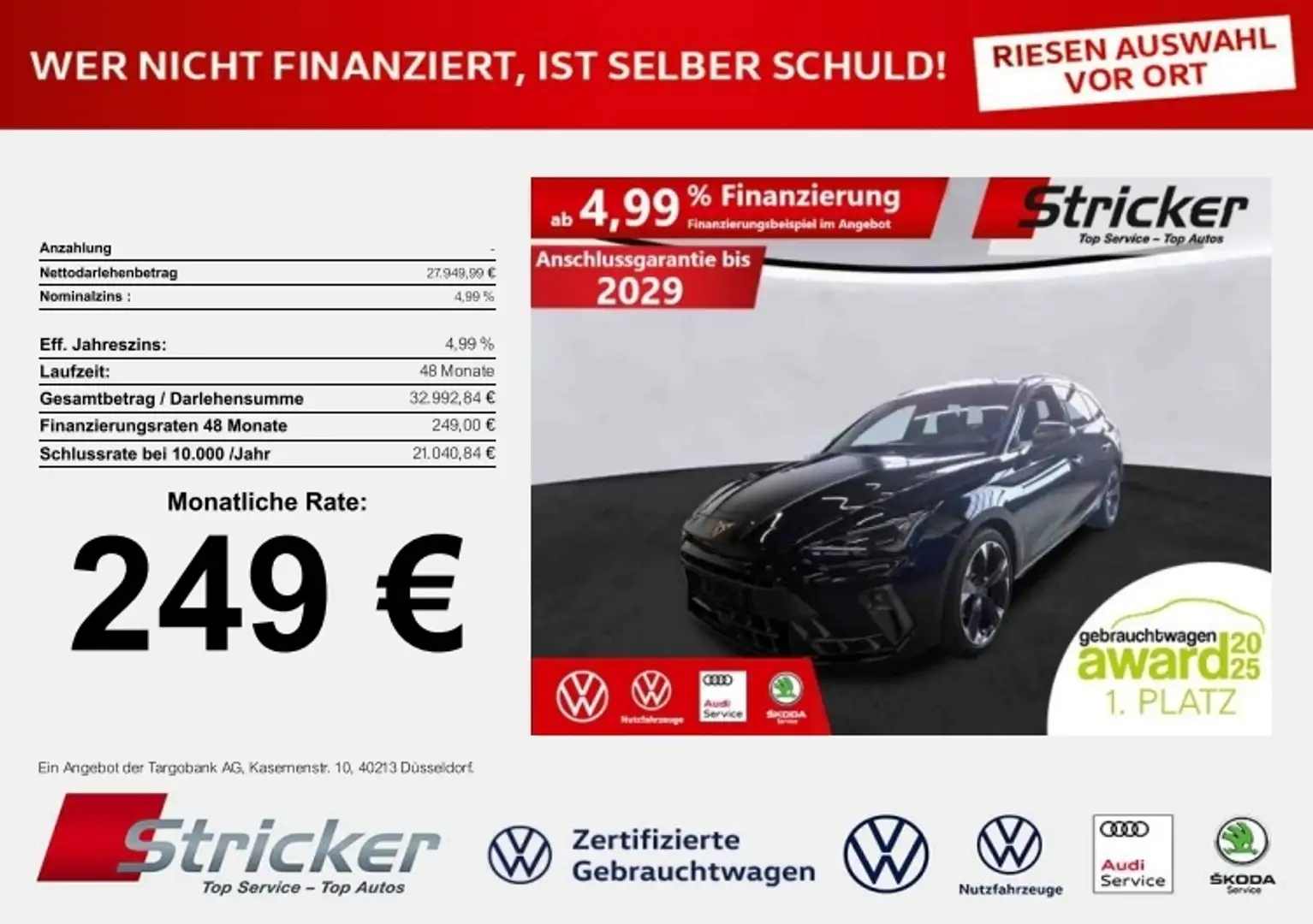 CUPRA Leon SP 1.5eTSI DSG 249,-ohne Anzahlung Navi Kamera Schwarz - 2