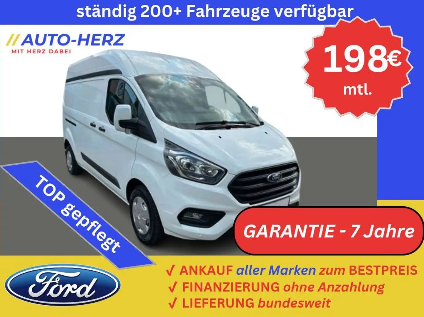 Ford Transit Custom Trend *L2H2 HOCH&LANG-Klima-PDC* Blanc - 1