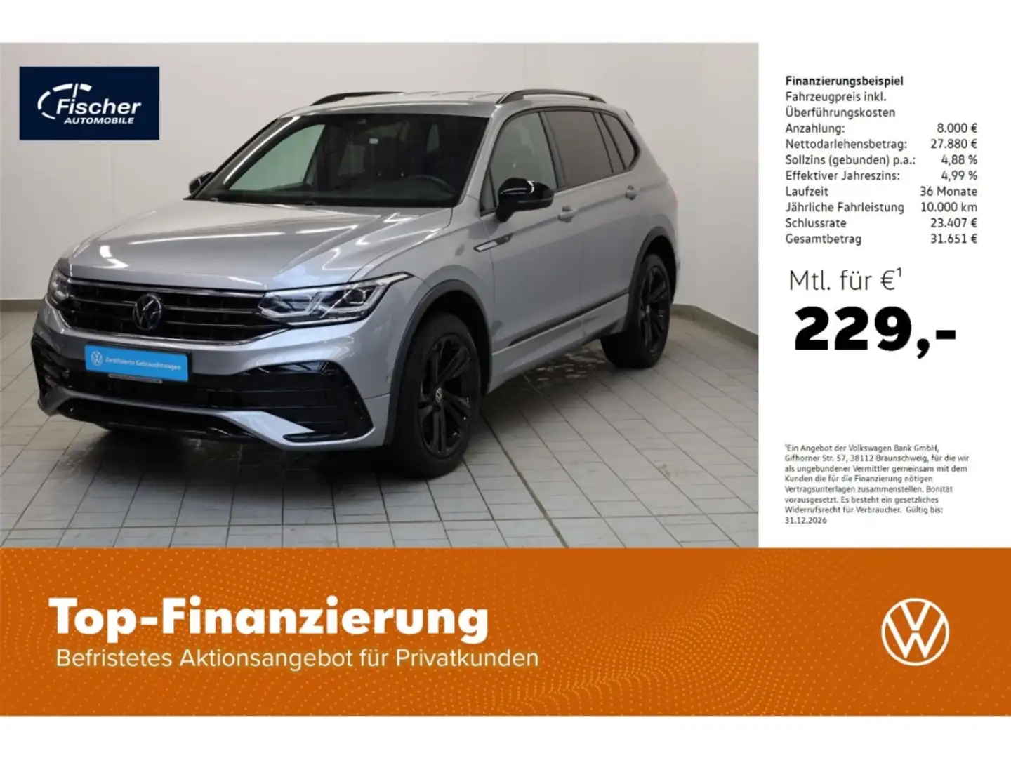 Volkswagen Tiguan Allspace 2.0 TDI SCR 4Mot. R-Line DSG AHK Silber - 1