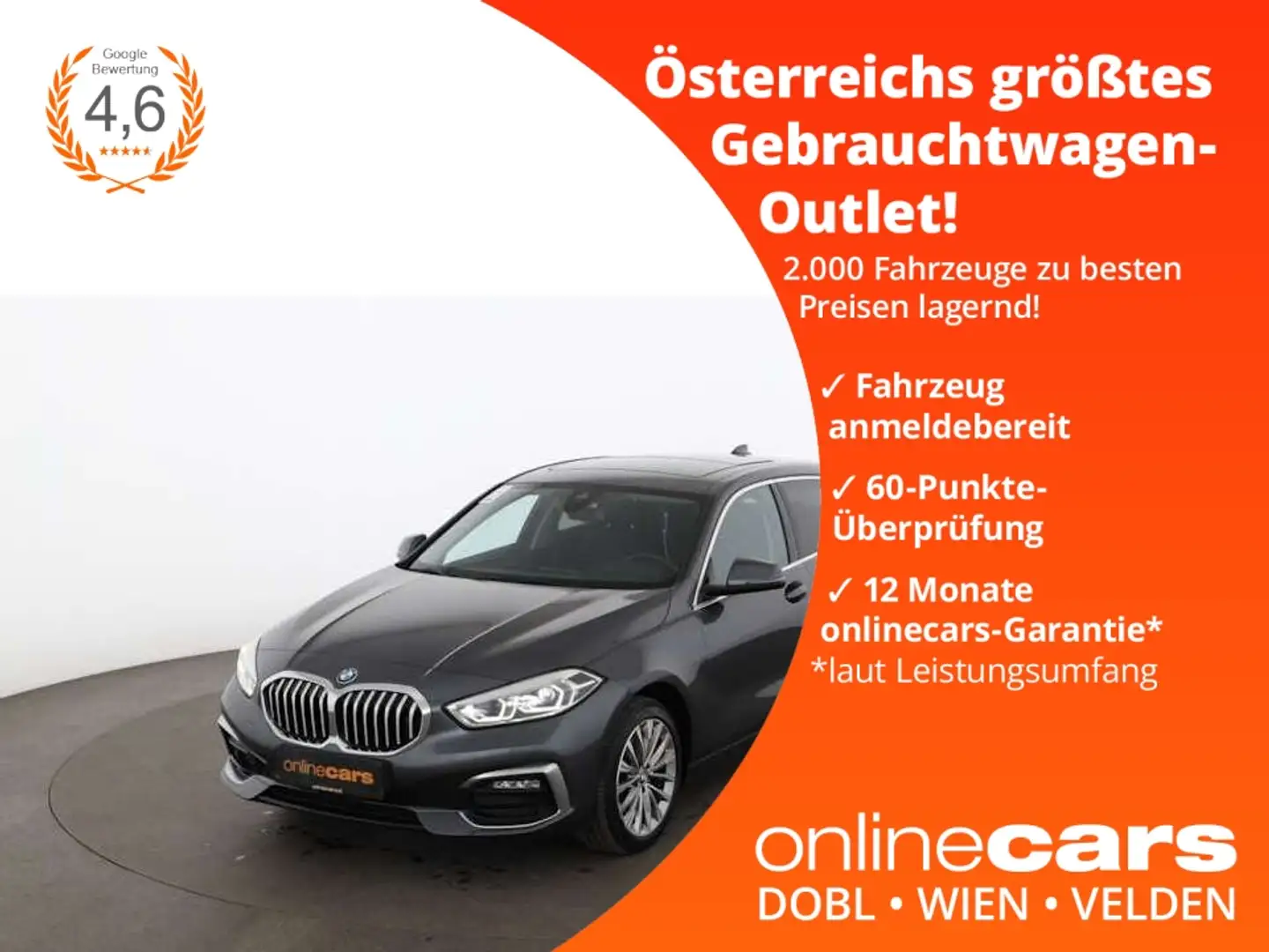 BMW 118 i Luxury Line Aut LED SKY NAVI ASSIST R-CAM Grau - 1